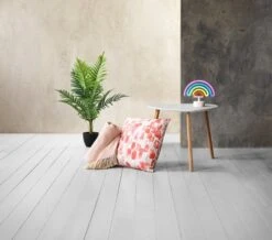 Bout De Canapé TAPS 55x55 Blanc/bambou -Intérieur Chic 111191