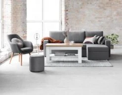 Fauteuil UDSBJERG Tissu Gris/chêne -Intérieur Chic 115042