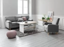 Meuble TV MARKSKEL Blanc/chêne -Intérieur Chic 115314