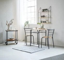 GADSTRUP L92 Table + 2 GADSTRUP Chaises Noir/coloris Chêne -Intérieur Chic 115514 1