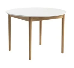 Table MARSTRAND Ø110/110x200 Blanc/naturel
