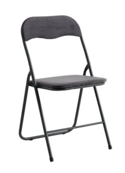 Chaise Pliante VOEL Velours Gris Foncé