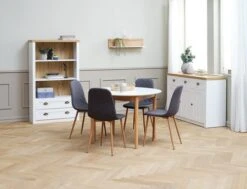 Table MARSTRAND Ø110/110x200 Blanc/naturel -Intérieur Chic 128726 2