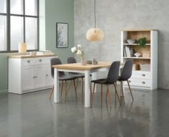 MARKSKEL L150/193 Table + 4 JONSTRUP Chaises Asphalte/chêne -Intérieur Chic 128767 1