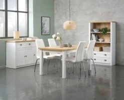 Buffet MARKSKEL 3 Portes Blanc/coloris Chêne -Intérieur Chic 128770
