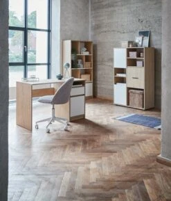 Bibliothèque BILLUND 3portes Blanc/chêne -Intérieur Chic 128837 1