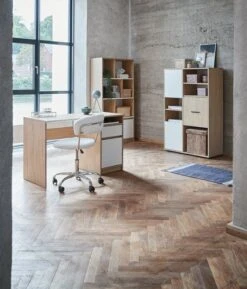 Bibliothèque BILLUND 3portes Blanc/chêne -Intérieur Chic 128838 1