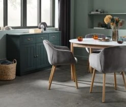 Table MARSTRAND Ø110/110x200 Blanc/naturel -Intérieur Chic 131881 1