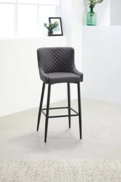 Chaise De Bar PEBRINGE Avec Dossier Tissu Gris/noir -Intérieur Chic 132678