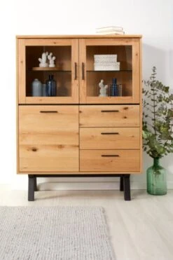 Royal Oak Vitrine SANDBY 3 Portes Chêne Naturel/noir -Intérieur Chic 132851