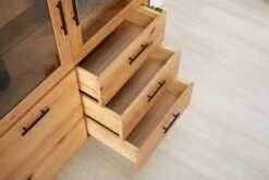 Royal Oak Vitrine SANDBY 3 Portes Chêne Naturel/noir -Intérieur Chic 132853