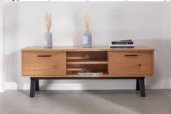 Royal Oak Meuble TV SANDBY 2 Portes Chêne Naturel/noir -Intérieur Chic 132859