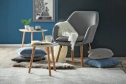 Bout De Canapé TAPS 40x40 Blanc/bambou -Intérieur Chic 133284