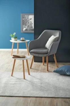 Bout De Canapé TAPS 40x40 Blanc/bambou -Intérieur Chic 133286