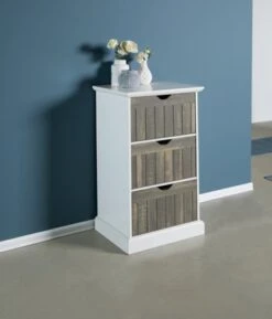 Commode ORLANDO 3 Tiroirs Blanc/gris -Intérieur Chic 137781