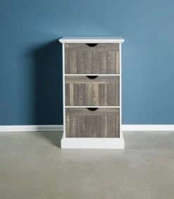 Commode ORLANDO 3 Tiroirs Blanc/gris -Intérieur Chic 137782