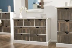 Commode OLDEKROG 6 Tiroirs Blanc/gris -Intérieur Chic 137788 1