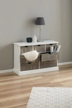 Commode OLDEKROG 7 Tiroirs Blanc/gris -Intérieur Chic 137800