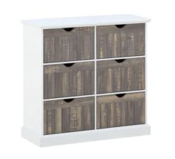 Commode OLDEKROG 6 Tiroirs Blanc/gris