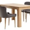 LINTRUP L140 Table Chêne + 4 PEBRINGE Chaises Velours Gris