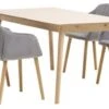 KALBY L160/250 Table Chêne + 4 ADSLEV Chaises Velours Gris
