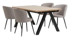 SANDBY L160 Table Chêne Naturel + 4 RISSKOV Chaises Gris C.