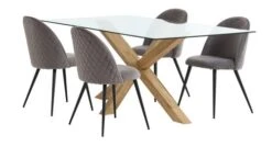 AGERBY L160 Table Chêne + 4 KOKKEDAL Chaises Velours Gris