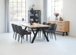 Royal Oak Buffet SANDBY 2 Portes + 3 Tiroirs Chêne Naturel/noir -Intérieur Chic 165161