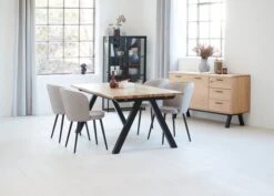 SANDBY L210 Table Chêne Naturel + 4 RISSKOV Chaises Gris C. -Intérieur Chic 165162