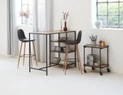 Table De Bar TRAPPEDAL 60x120 Chêne/noir -Intérieur Chic 165246