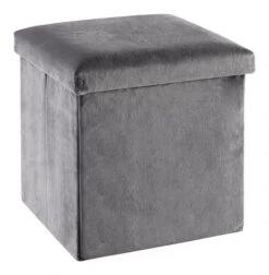 Pouf KALUM 38x38 A/rangement Velours Gris
