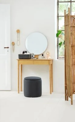 Pouf GISLEV Ø36 A/rangement Tissu Asphalte -Intérieur Chic 178907