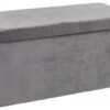 Pouf AUNING 76x38 A/rangement Velours Gris