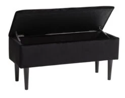 Banc BADSTED A/rangement Velours Noir -Intérieur Chic 181487