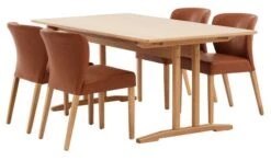 AALBORG L180/270 Table + 4 KULBY Chaises Brun/chêne