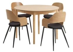 MARSTRAND Ø110 Table Chêne + 4 HVIDOVRE Chaises Chêne/noir