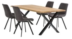 ROSKILDE L200 Chêne Naturel + 4 HYGUM Chaises Gris