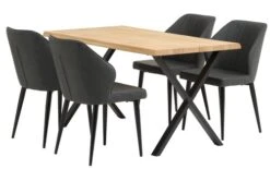 ROSKILDE L140 Table Chêne Naturel + 4 LUNDERSKOV Noir