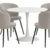 RINGSTED Ø100 Table Blanc + 4 RISSKOV Chaise Gris Clair