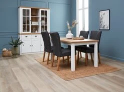 MARKSKEL L150/193 Table + 4 NORDRUP Chaises Gris -Intérieur Chic 186936 1