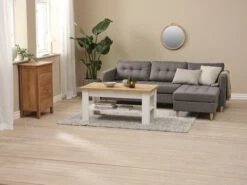 Table Basse MARKSKEL 60x110 Blanc/chêne -Intérieur Chic 189210