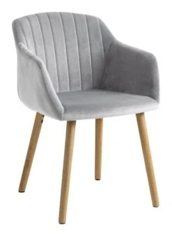 Chaise ADSLEV Velours Gris/naturel