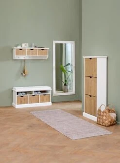 Étagère D'entrée OLDEKROG 3 Tiroirs Blanc/chêne -Intérieur Chic 198731