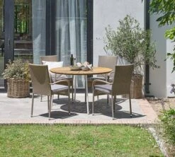 Table De Jardin BASTRUP Ø120 Naturel/blanc -Intérieur Chic 201535