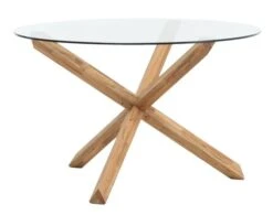 Royal Oak Table AGERBY Ø119 Verre/chêne -Intérieur Chic 204963
