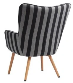 Fauteuil SIMESTED Rayures Tissu Noir/beige -Intérieur Chic 212343