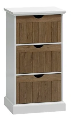 Commode 3 Tiroirs OLDEKROG Coloris Chêne/blanc