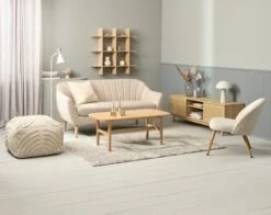 Fauteuil THORUP Tissu Beige/coloris Chêne -Intérieur Chic 213842