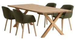 GRIBSKOV L230 Table Chêne + 4 ADSLEV Chaises Olive