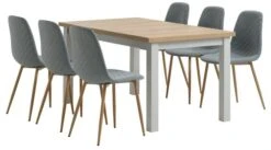 MARKSKEL L150/193 Table Gris + 4 JONSTRUP Chaises Bleu Clair -Intérieur Chic 213956